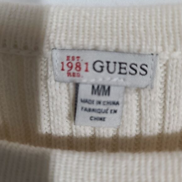 Guess White Sweater With Buttons on Sleeve - Picture 9 of 11
